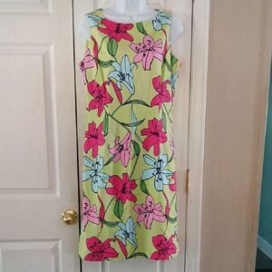 LizGolf By Liz Claiborne lime green and floral print sleeveless dress Sz 8 NWOT